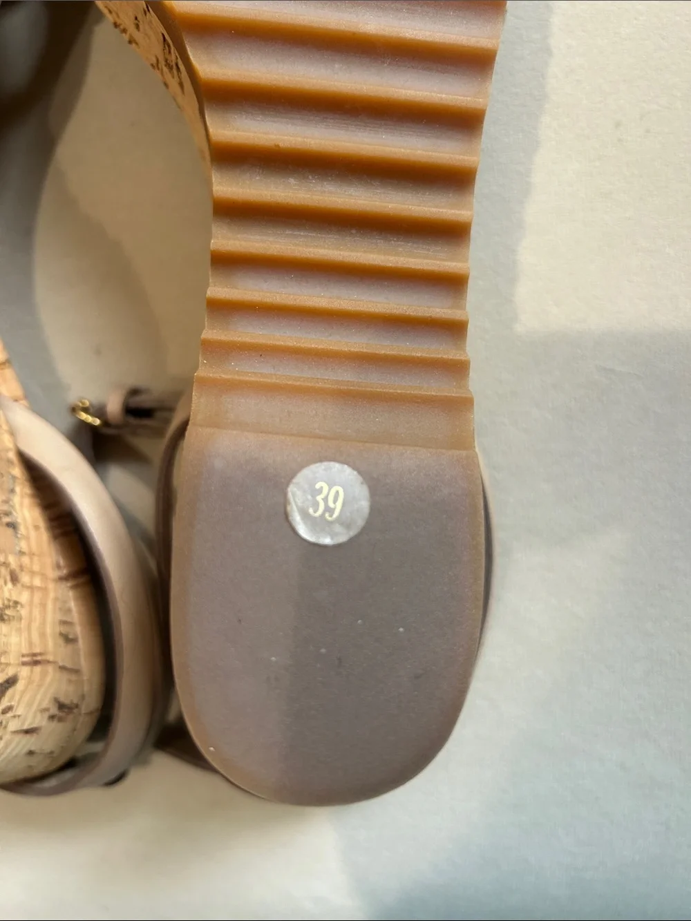 Stella McCartney Taupe Strappy Cork Wedge Sandals